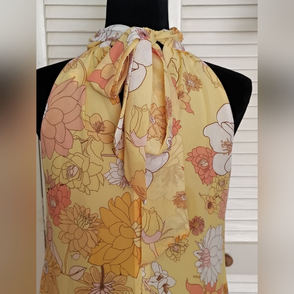 Eliza J Sunny Yellow Floral Halter Maxi Dress Size 2 – Like New - Picture 7 of 12